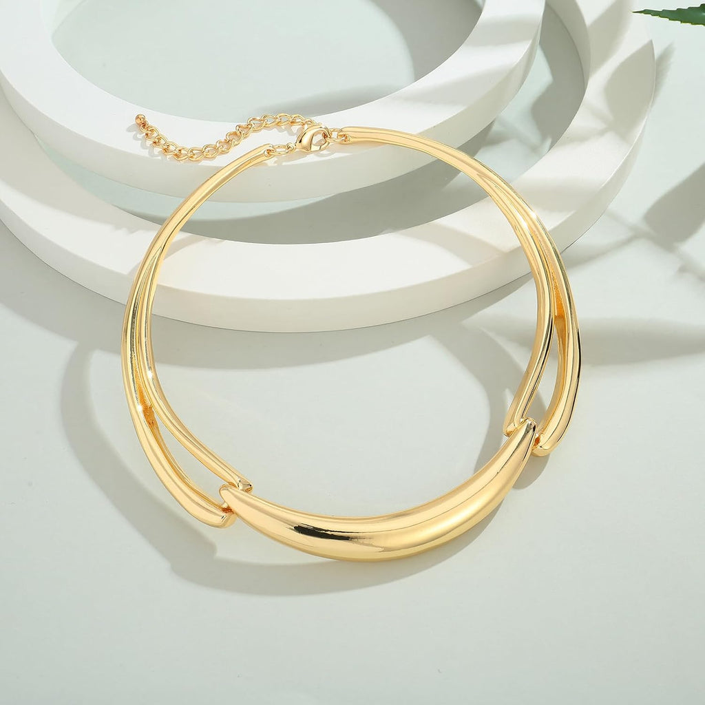 Gold Hammer Collar Curved Bar Collar Necklaces For Women – view 4