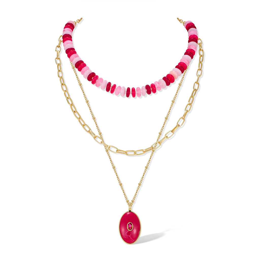 Layered Beaded Necklace for Women Colorful Pendant – view 7