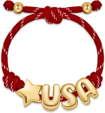 将图片加载到图库查看器，250 Anniversary USA Bracelet for Women with Inital 4th of July