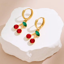 Load image into Gallery viewer, Gold Cherry Earrings For Women Lightweight Fruit Cherry Dangle – view 5