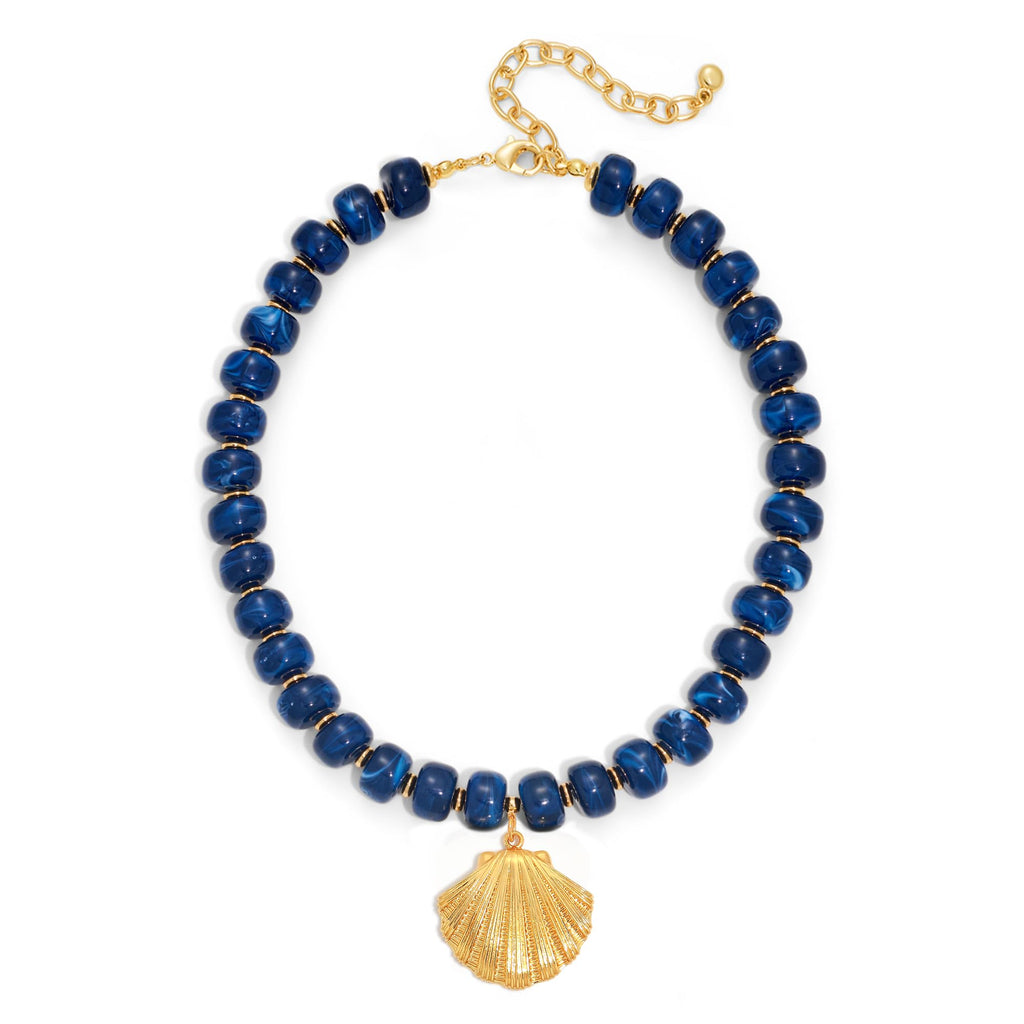 Colorful Beaded Shell Necklace Gold Seashell Pendant – view 12
