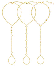 Load image into Gallery viewer, 3PCS 14K Gold-Plated Hand Chain Bracelets for Women, Stack Bracelets Set Adjustable, Trendy Dainty Ring Bracelet Hand Chain