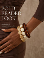 将图片加载到图库查看器，Chunky Beaded Bracelets for Women, Resin Statement Stretch Bracelet Stack
