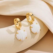 Load image into Gallery viewer, Gold Shell Earrings For Women Modern Summer White Seashell – view 5