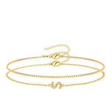 将图片加载到图库查看器，Gold Initial Bracelet — A–Z, 14K Gold Plated Box Chain