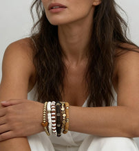 Load image into Gallery viewer, 13pcs Boho Brown Gold Beaded Stretch Bracelets for Women, Heishi Clay Surfer Stackable Bracelet Stacks Summer Beach Jewelry