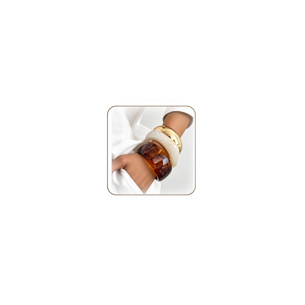 Chunky Resin Bangle Bracelets — Stackable Set