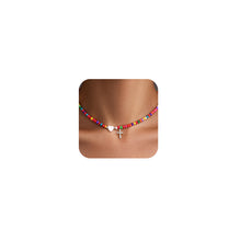 将图片加载到图库查看器，Colorful Beaded Cross Pendant Necklace, Trendy Heart Choker – view 8