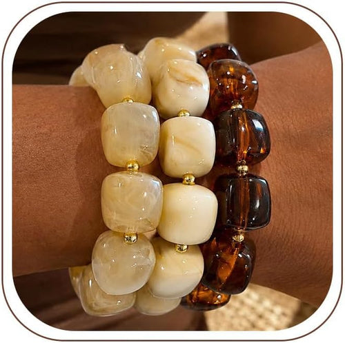 Chunky Beaded Bracelet — Resin Statement Stretch