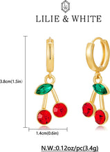 Load image into Gallery viewer, Gold Cherry Earrings For Women Lightweight Fruit Cherry Dangle – view 6