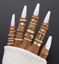 将图片加载到图库查看器，25 Pcs Gold Rings Set for Women, Thin Stackable Knuckle Finger Midi Rings, Simple Stacking Cute Ring Pack Trendy Stuff Jewelry Gift