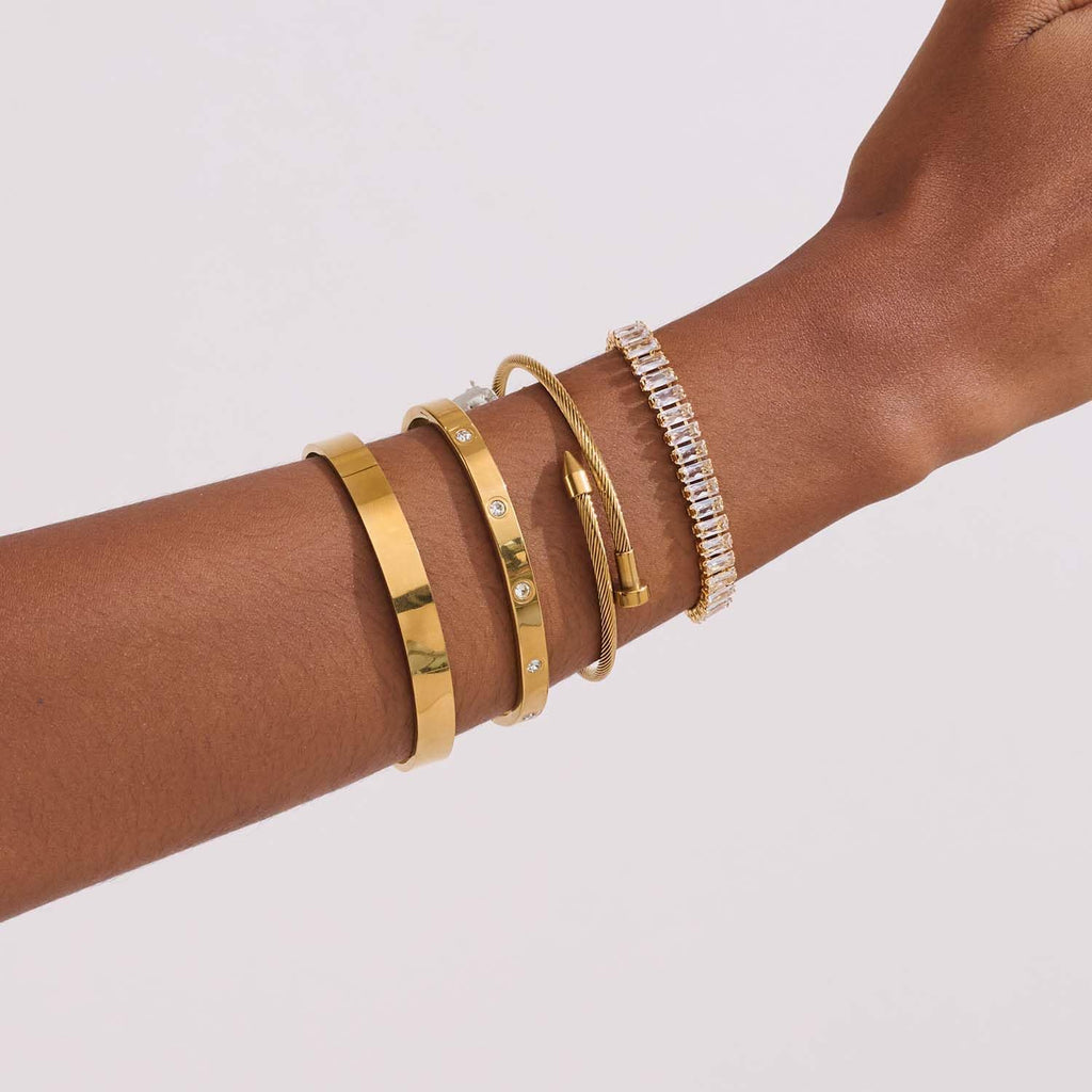 Gold Plated Bangle Set for Women Chain Bracelets