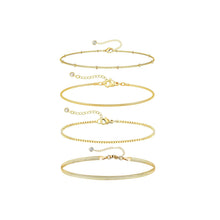 Load image into Gallery viewer, Dainty Gold Bracelets for Women Waterproof, Stackable 14K Gold Plated Waterproof Rope Cuban Snake Paperclip Figaro Link