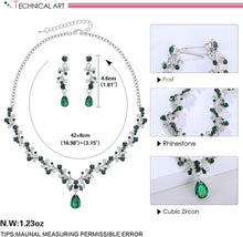 将图片加载到图库查看器，Clear Crystal and Cubic Zircon Necklace and Earrings Jewelry Set for Women – view 3