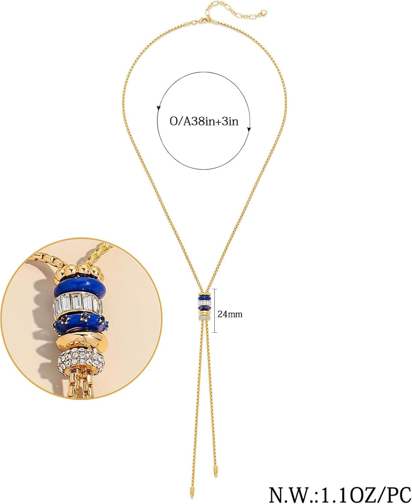 Lariat Y Necklace for Women Long Gold Plated Cord Pendant – view 6