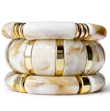 Load image into Gallery viewer, 6pcs Chunky Acrylic Bangle Bracelets for Women, Resin Bamboo Brown Stretchy Bracelet Stack, Fashion Jewelry for Women