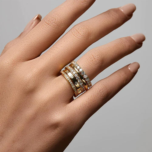 14K Gold Plated Rings — Stackable Set