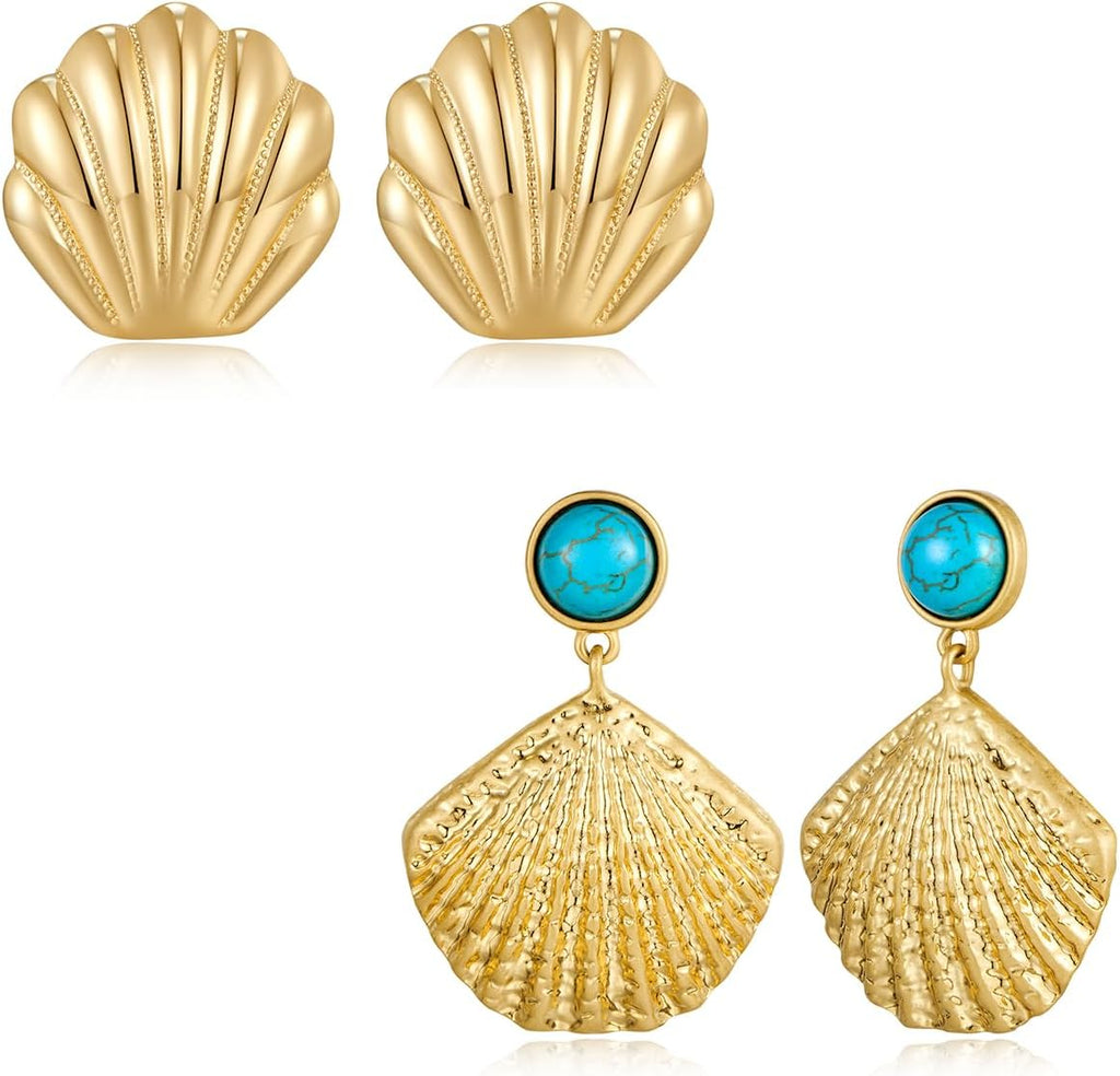 Gold Shell Stud Earrings