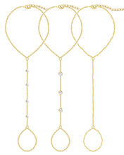 Load image into Gallery viewer, Gold Hand Chain Bracelets — 3 Pieces, 14K Plated Set