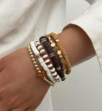 Load image into Gallery viewer, 13pcs Heishi Clay Bracelets &amp; 25pcs Gold Rings