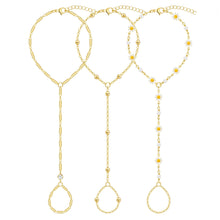 Load image into Gallery viewer, 3PCS 14K Gold-Plated Hand Chain Bracelets for Women, Stack Bracelets Set Adjustable, Trendy Dainty Ring Bracelet Hand Chain