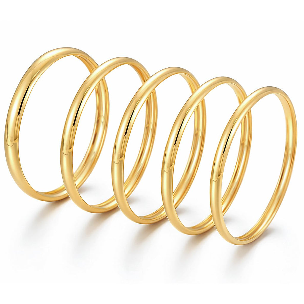 Chunky Gold Bangle Bracelets for Women, Dainty 14k Gold Plated Big Stackable Bangles Set, Trendy Statement Cuff Bracelet Stack Fashion Jewelry Gifts
