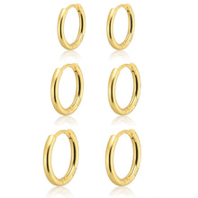Load image into Gallery viewer, 14K Gold Plated Huggie Hoop Earrings — Stacking Set, Hypoallergenic