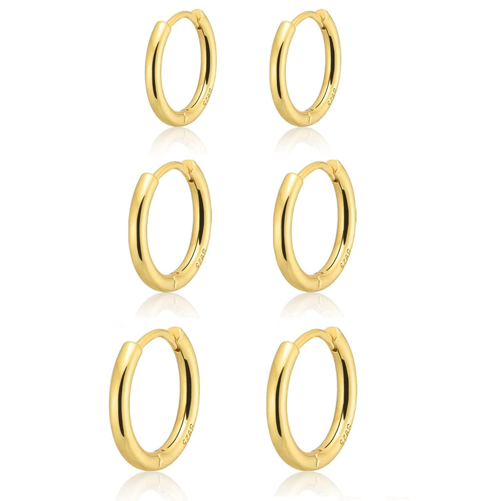 Small Gold Huggie Hoop Earrings Set for Women Men, Hypoallergenic 14K Gold Plated Hoop Earring Cartilage – view 20