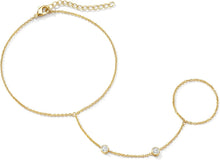Load image into Gallery viewer, Dainty CZ Hand Chain Bracelet — 14K Gold Plated
