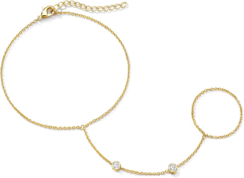Dainty CZ Hand Chain Bracelet — 14K Gold Plated