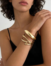 Load image into Gallery viewer, Chunky Gold Bangle Bracelets for Women, Dainty 14k Gold Plated Big Stackable Bangles Set, Trendy Statement Cuff Bracelet Stack Fashion Jewelry Gifts