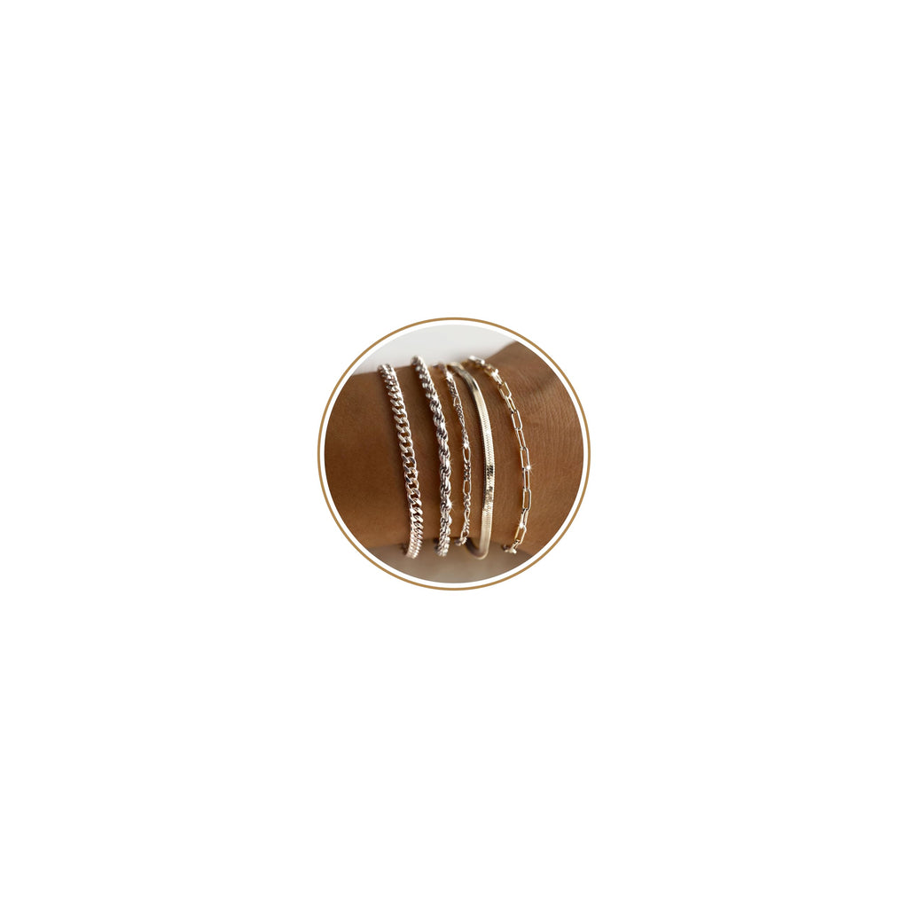 Gold Bracelets for Women, 14K Gold Plated, Waterproof