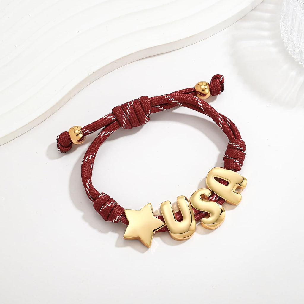 250 Anniversary USA Bracelet for Women with Inital 4th of July – view 4