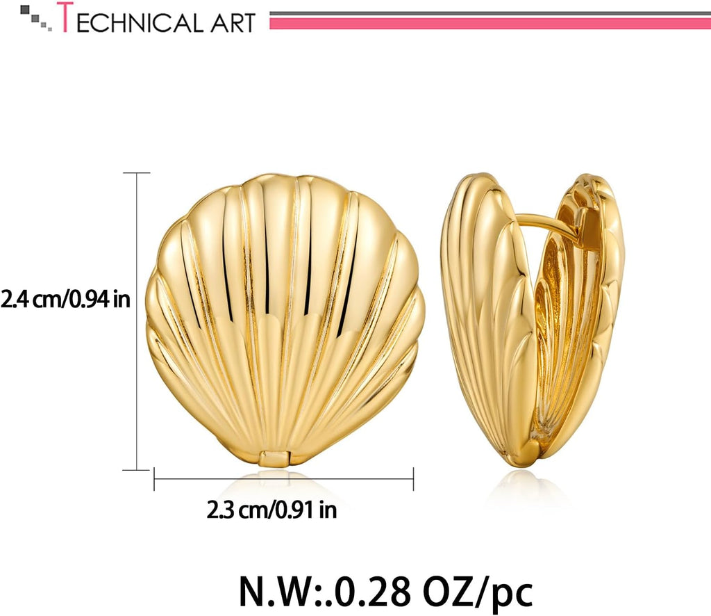 Gold Shell Stud Earrings for Women