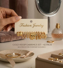 将图片加载到图库查看器，42 Pairs Gold Hoop Earrings for Women, Chunky Pearl Twisted Hypoallergenic – view 6