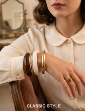 Load image into Gallery viewer, Acrylic Gold Bangle Bracelets for Women, Chunky Brown Stackable Bangles Set, Trendy Thick Resin Statement Cuff Bracelet Stack, Fashion Jewelry Gift