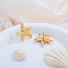 Load image into Gallery viewer, Gold Starfish Stud Earrings For Women Fashion Seashell Conch – view 5