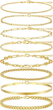 Load image into Gallery viewer, Gold Bracelets Set for Women Trendy, 14K Real Gold Plated Jewelry for Women Dainty Chain Bracelet Stack, Non Tarnish Gold Stackable Bracelets Pack Fashion Accessories Gifts