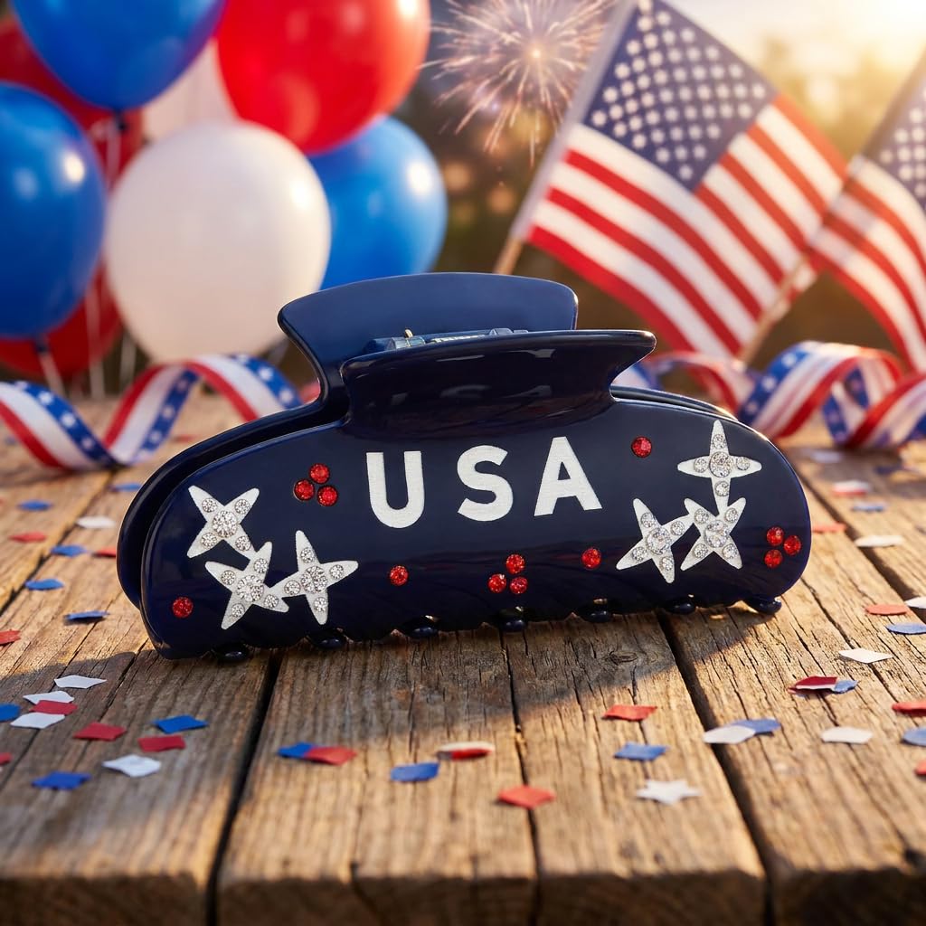 Blue USA Hair Clip for Women Sturdy Independence Day Hair Claws – view 5
