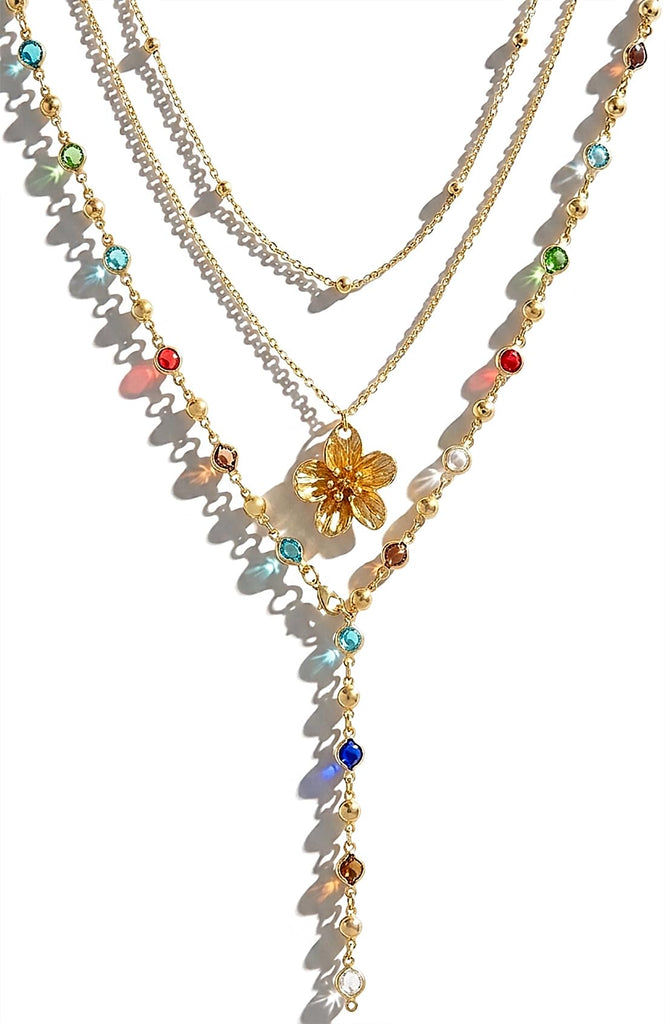 Layered Gold Colorful Necklaces for Women, 14K Gold Plated, Adjustable – view 7
