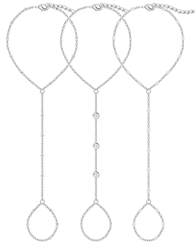 Gold Hand Chain Bracelets — 3 Pieces, 14K Plated Set
