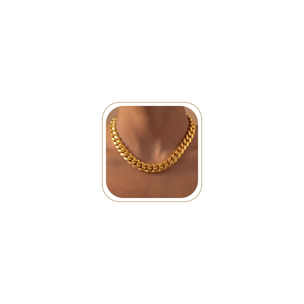 Cuban Link Chain Necklace for Women, Stainless Steel – view 21