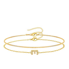 Load image into Gallery viewer, Gold Initial Bracelets for Women, Dainty 14K Gold Plated Letter Initial Bracelet for Women, Cute Layered Box Chain Gold