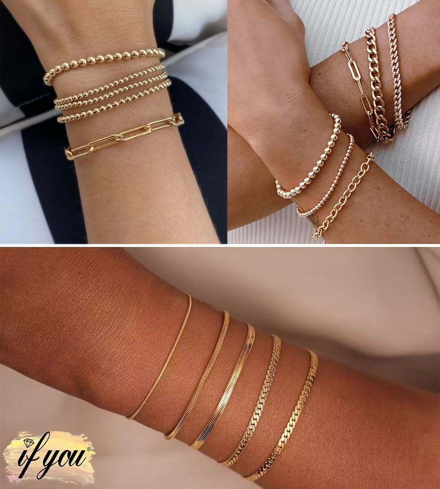 6 Pairs Gold Hoop Earrings+8pcs Gold Bracelets – view 5