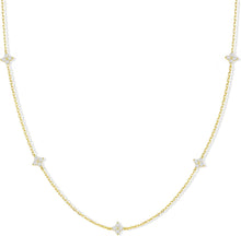 将图片加载到图库查看器，Dainty Gold Silver Necklaces for Women Non Tarnish 14K Gold Plated Cute Station Choker Diamond Clover Pearl Turquoise Beaded Cross Bow Necklace Simple Trendy Layering Chain Link Jewelry Birthday Wedding Party Gifts for Women