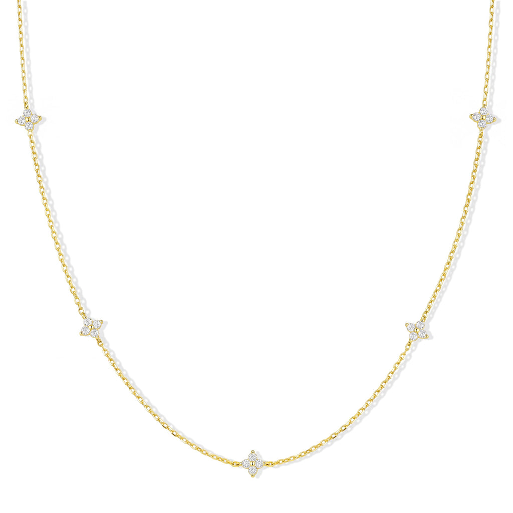 Dainty Gold Silver Necklaces for Women Non Tarnish 14K Gold Plated Cute Station Choker Diamond Clover Pearl Turquoise Beaded Cross Bow Necklace Simple Trendy Layering Chain Link Jewelry Birthday Wedding Party Gifts for Women
