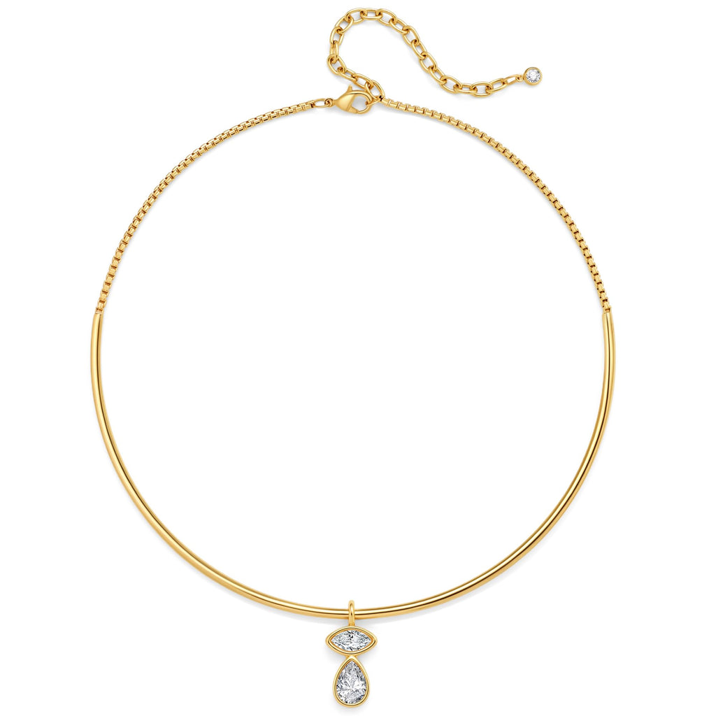 Gold Plated Marquise Cut Oval Marquise Teardrop Cubic Zirconia Square Crystal – view 10