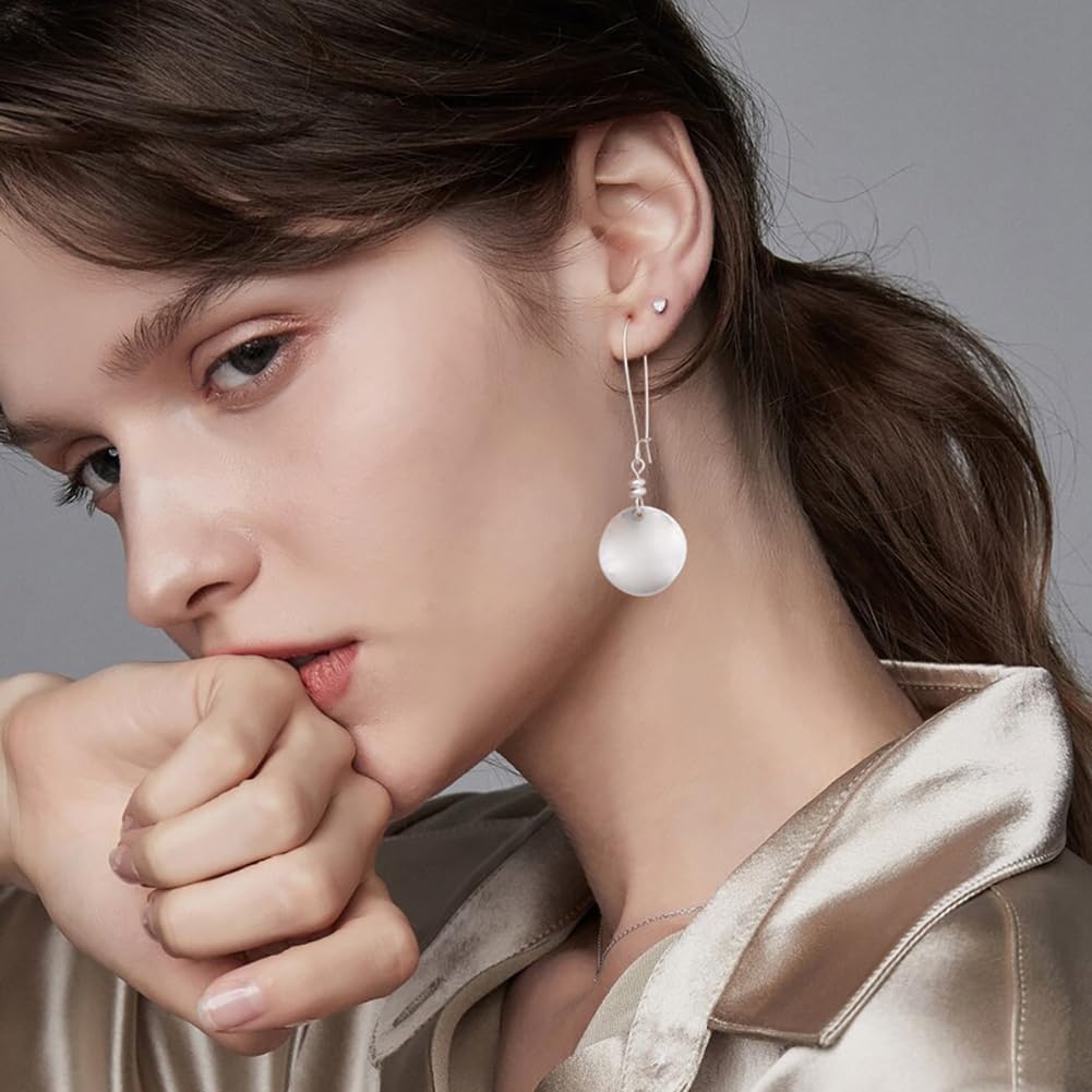 Burnt Gold And Silver Round Disc Dangle Earrings For Women – view 3