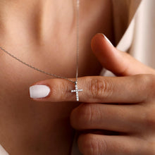 Load image into Gallery viewer, Gold Cross Necklace For Women, Sterling Silver – view 4
