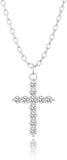Sterling Silver Plated Diamond CZ Cross Necklace